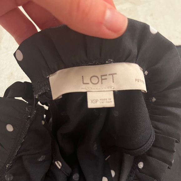 Loft Short Sleeve Polka Dot Blouse - Navy Blue - Picture 4 of 4